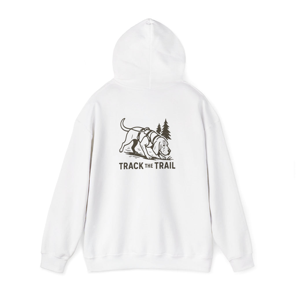 Tracking Dog Illustration Hoodie | Track the Trail Graphic Hooded Sweatshirt