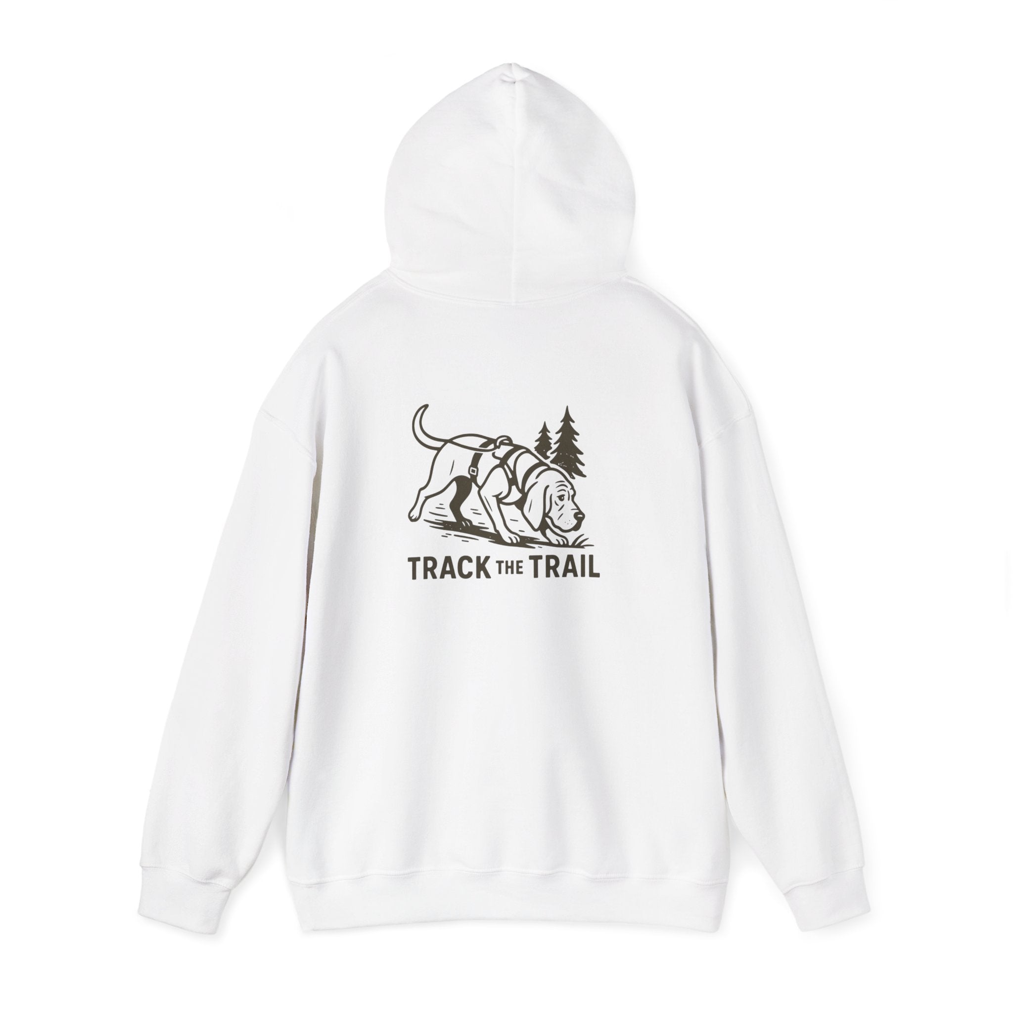 Tracking Dog Illustration Hoodie | Track the Trail Graphic Hooded Sweatshirt