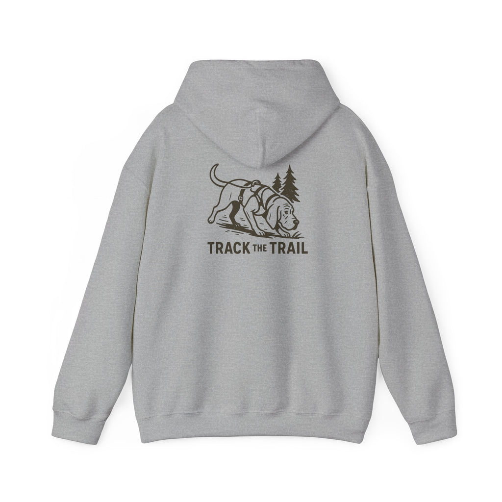 Tracking Dog Illustration Hoodie | Track the Trail Graphic Hooded Sweatshirt