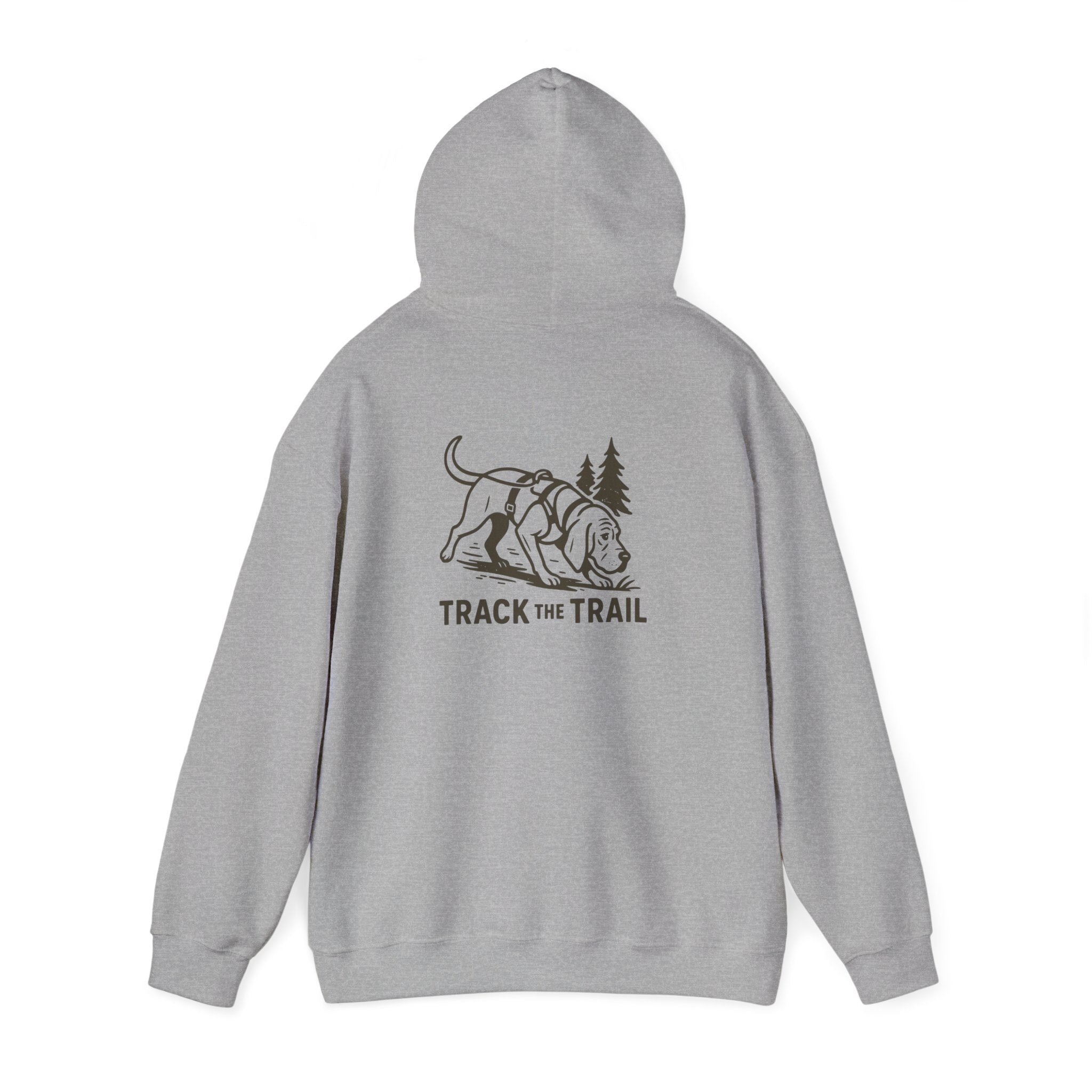 Tracking Dog Illustration Hoodie | Track the Trail Graphic Hooded Sweatshirt