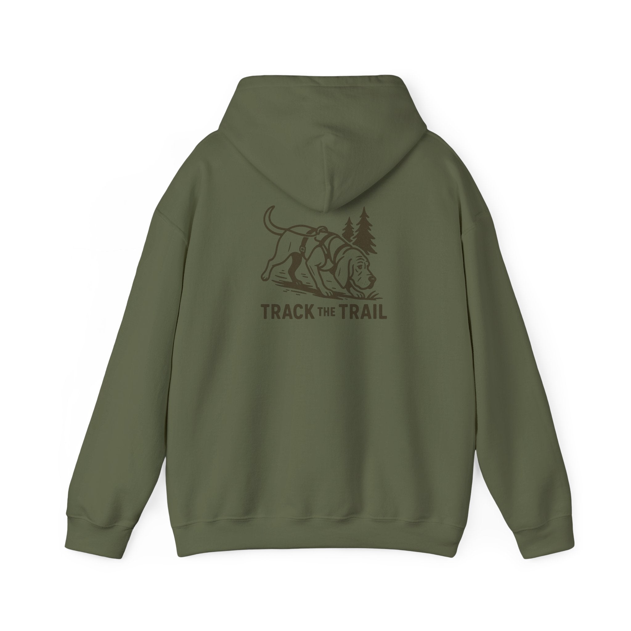 Tracking Dog Illustration Hoodie | Track the Trail Graphic Hooded Sweatshirt