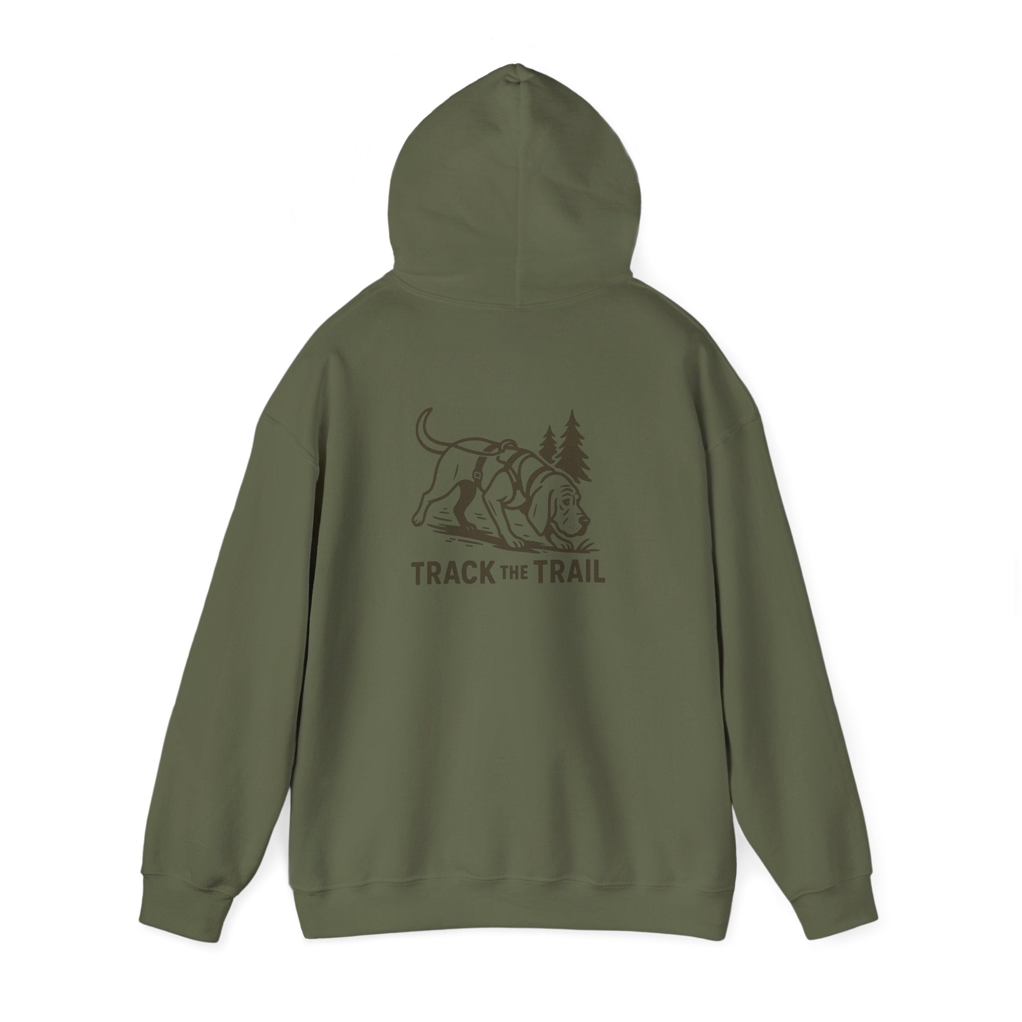 Tracking Dog Illustration Hoodie | Track the Trail Graphic Hooded Sweatshirt